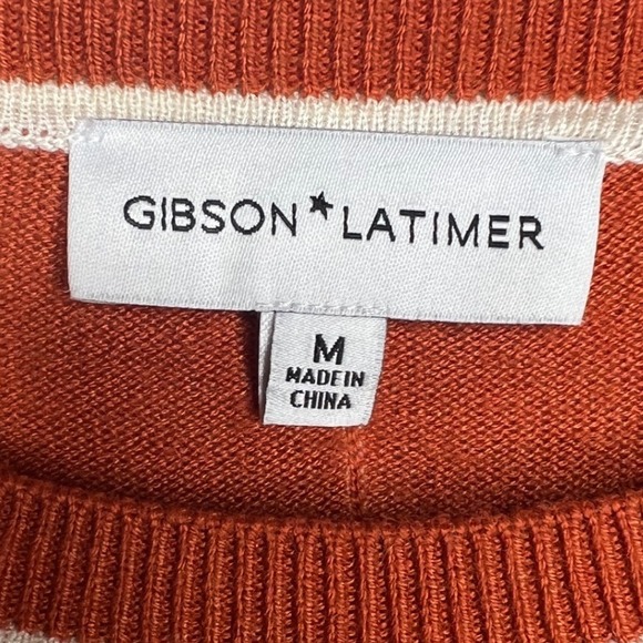 Gibson Latimer Womens Rust Orange Oversized Crewneck Sweater Piping Detail Sz M - Picture 4 of 5